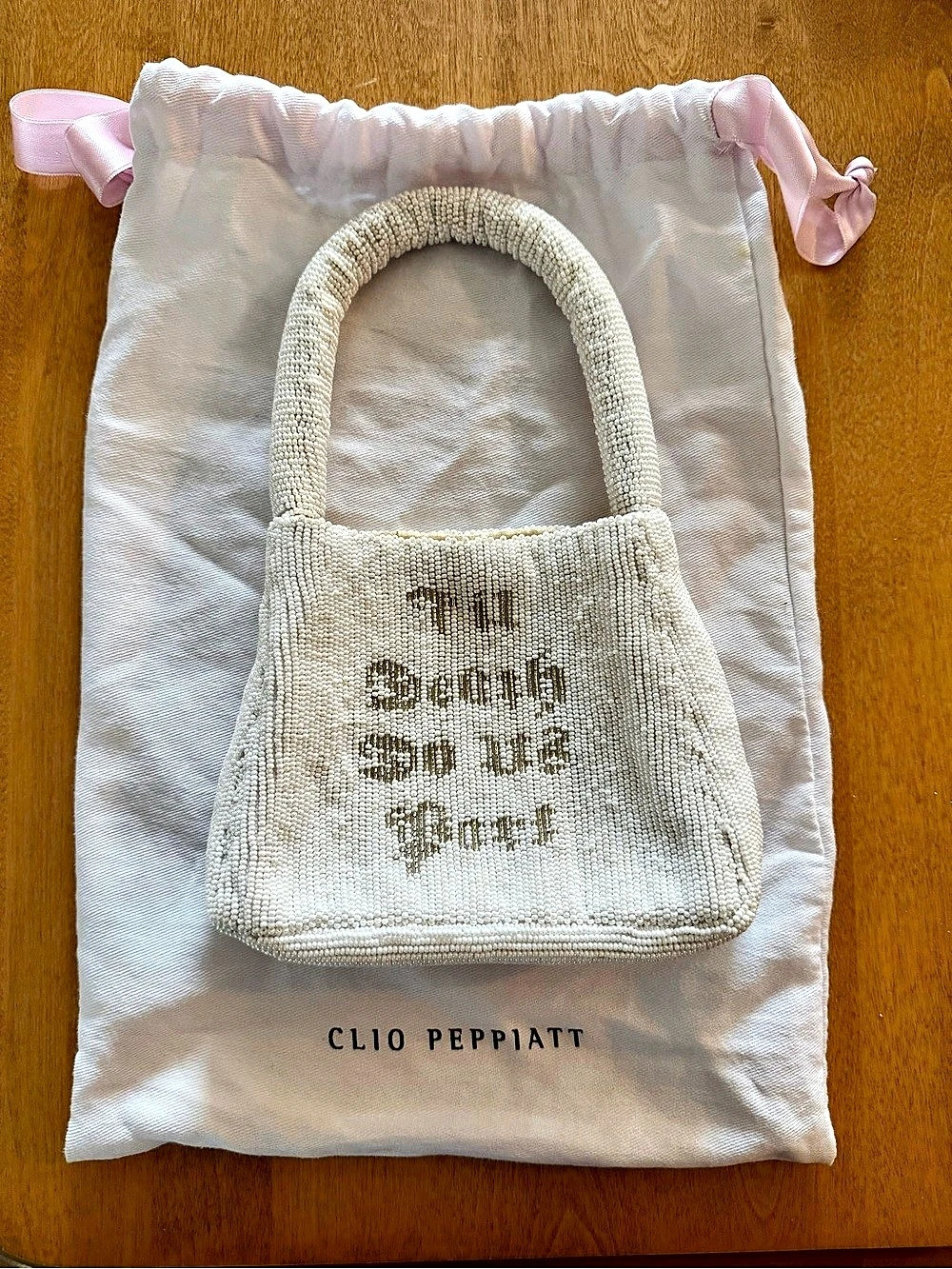 Clio Peppiatt Till Death Do Us Part Beaded Bag Mini Bag White